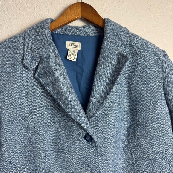 LL Bean Womens Wool Blend Twill Blazer Jacket in Blue - Picture 4 of 7
